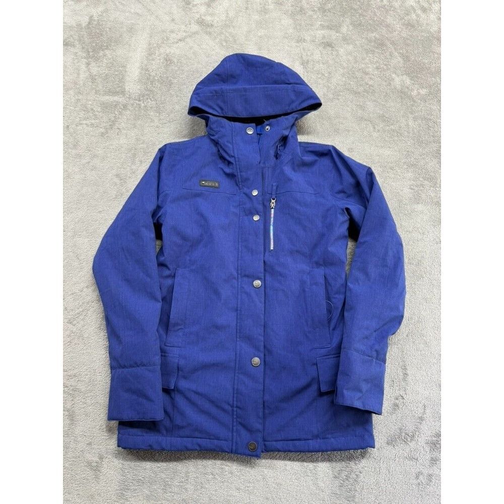 Roxy Hooded Jacket Somens Small Purple Long Slim Fit Hoodie 10k Flap Pockets